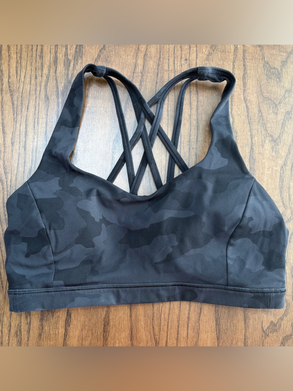 Lululemon Free To Be Serene Bra Light Support C/D Cup Camo Deep Coal Sz 8 W2CM1S